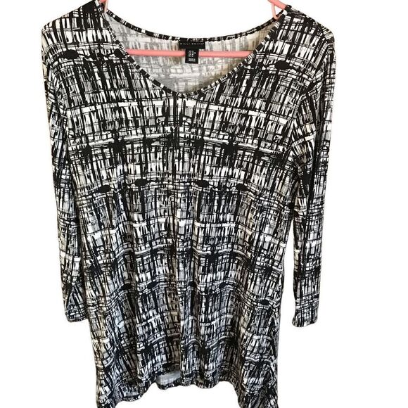 Willi Smith size M black white abstract 3/4 sleeve shirt - Picture 1 of 4